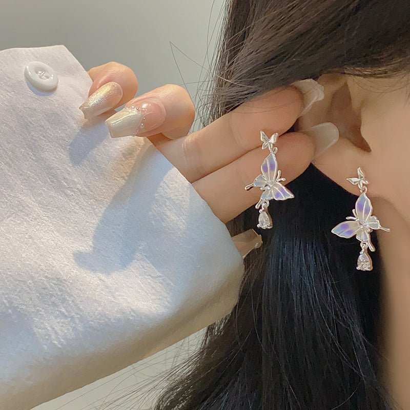 Lilac Butterfly Drop Earrings