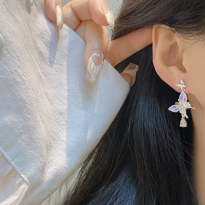 Lilac Butterfly Drop Earrings