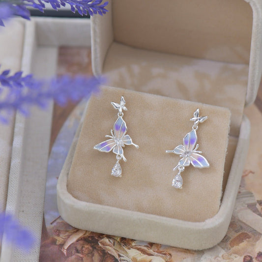 Lilac Butterfly Drop Earrings