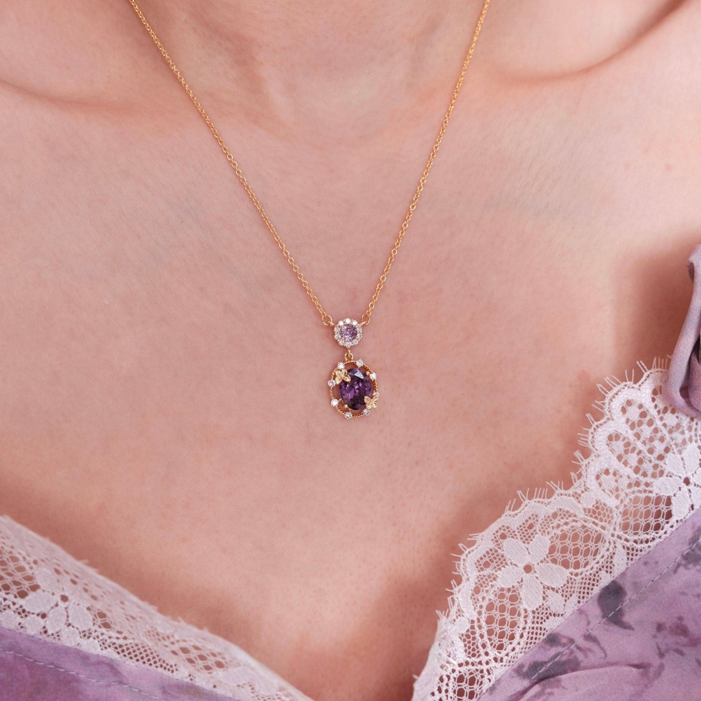 Lilac Butterfly Necklace