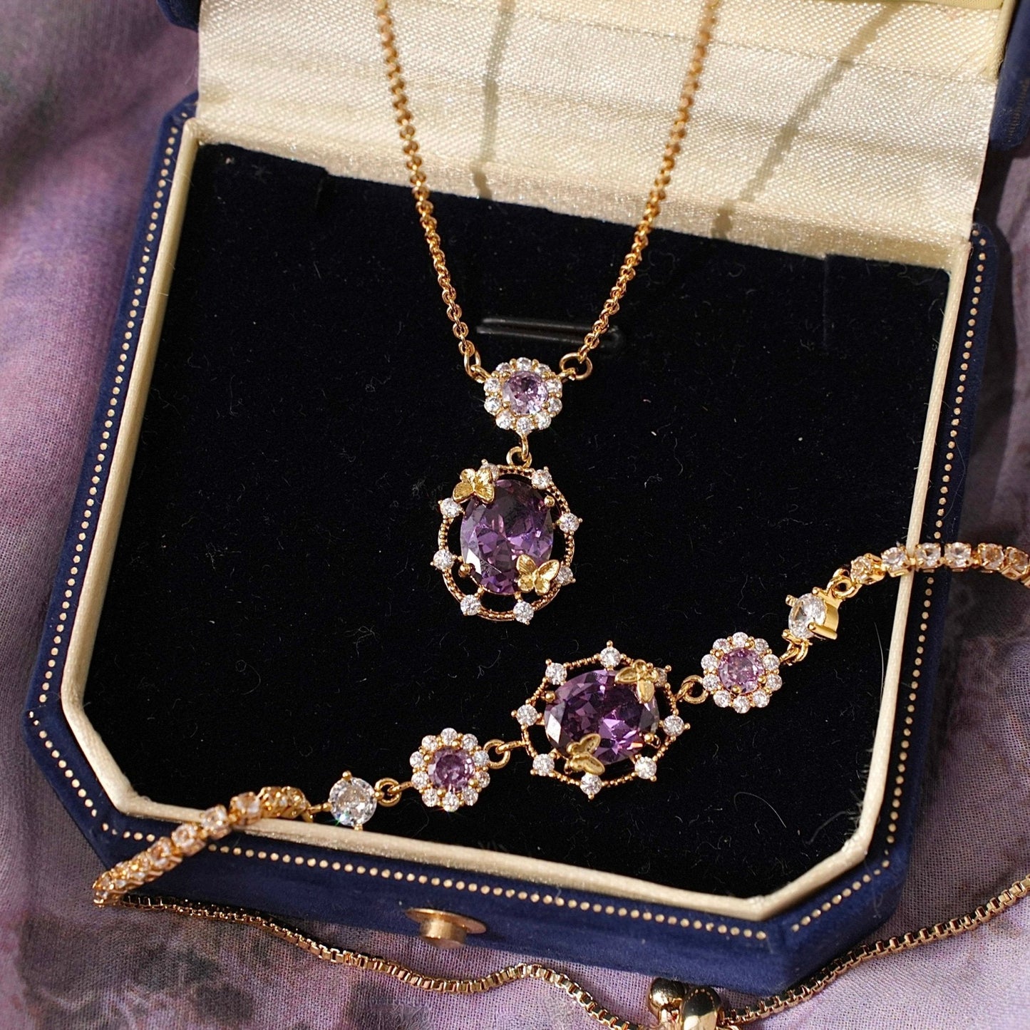 Lilac Butterfly Necklace