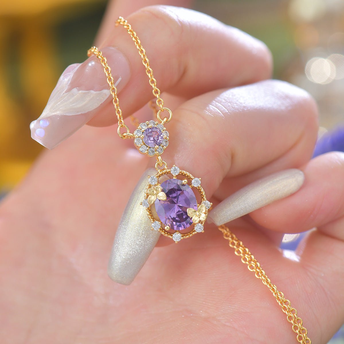 Lilac Butterfly Necklace