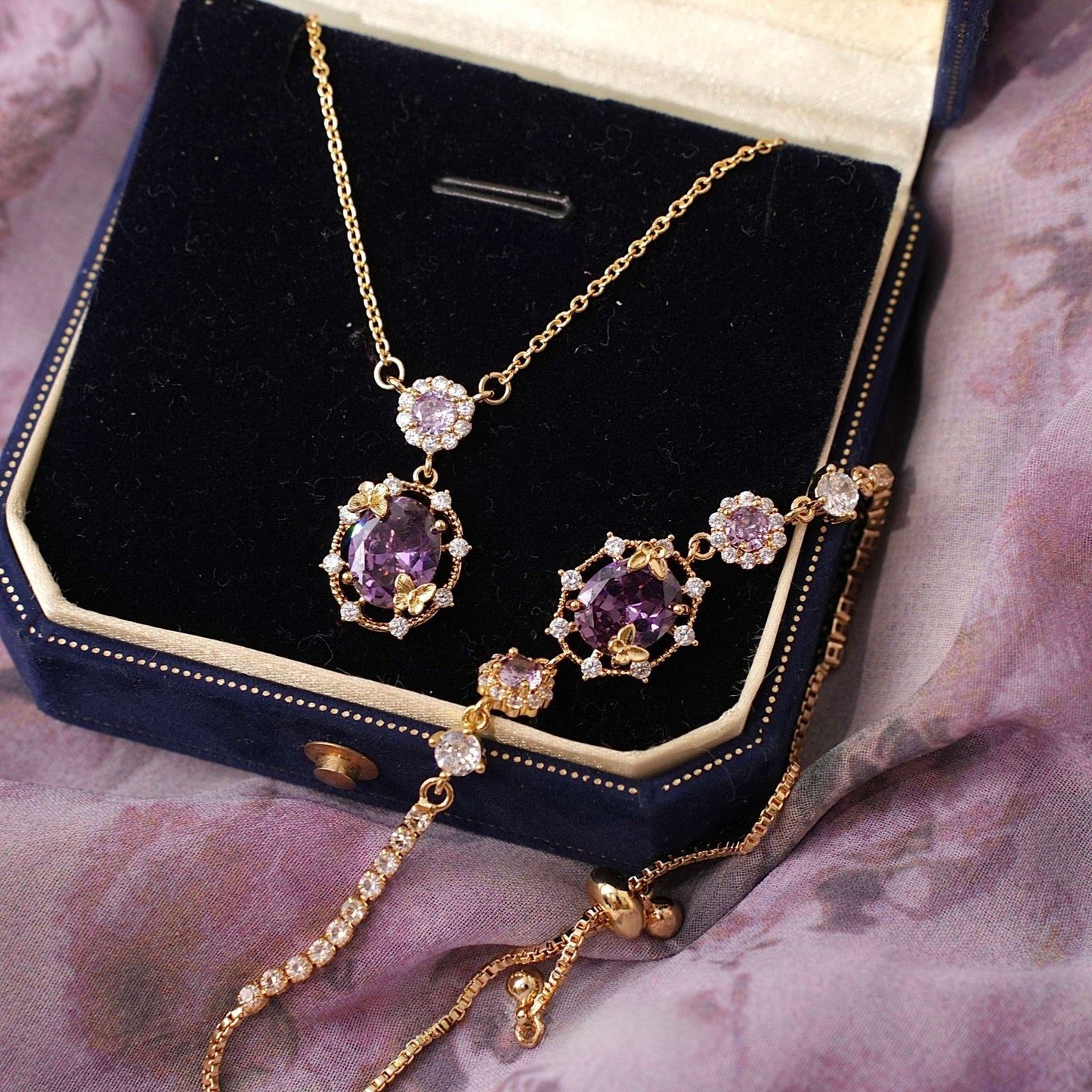 Lilac Butterfly Necklace