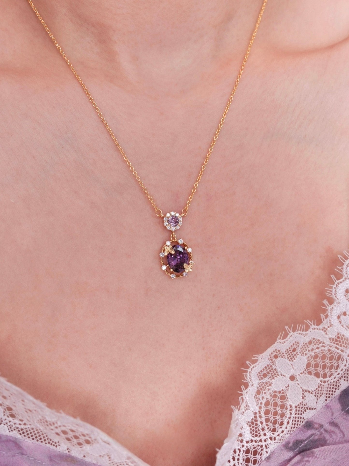 Lilac Butterfly Necklace