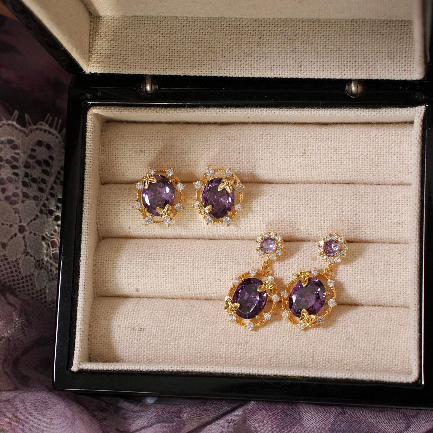 Lilac Butterfly Stud Earrings