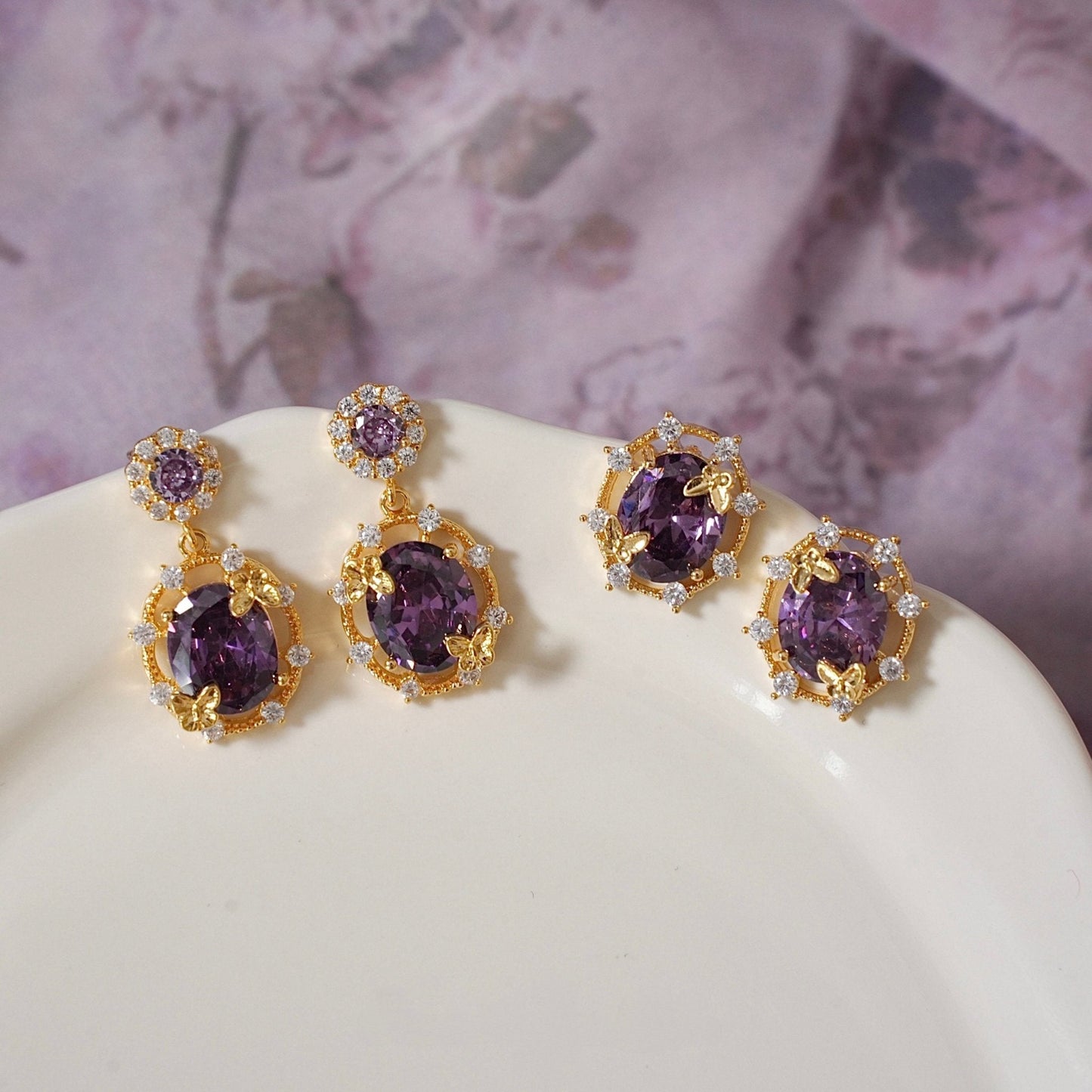 Lilac Butterfly Stud Earrings