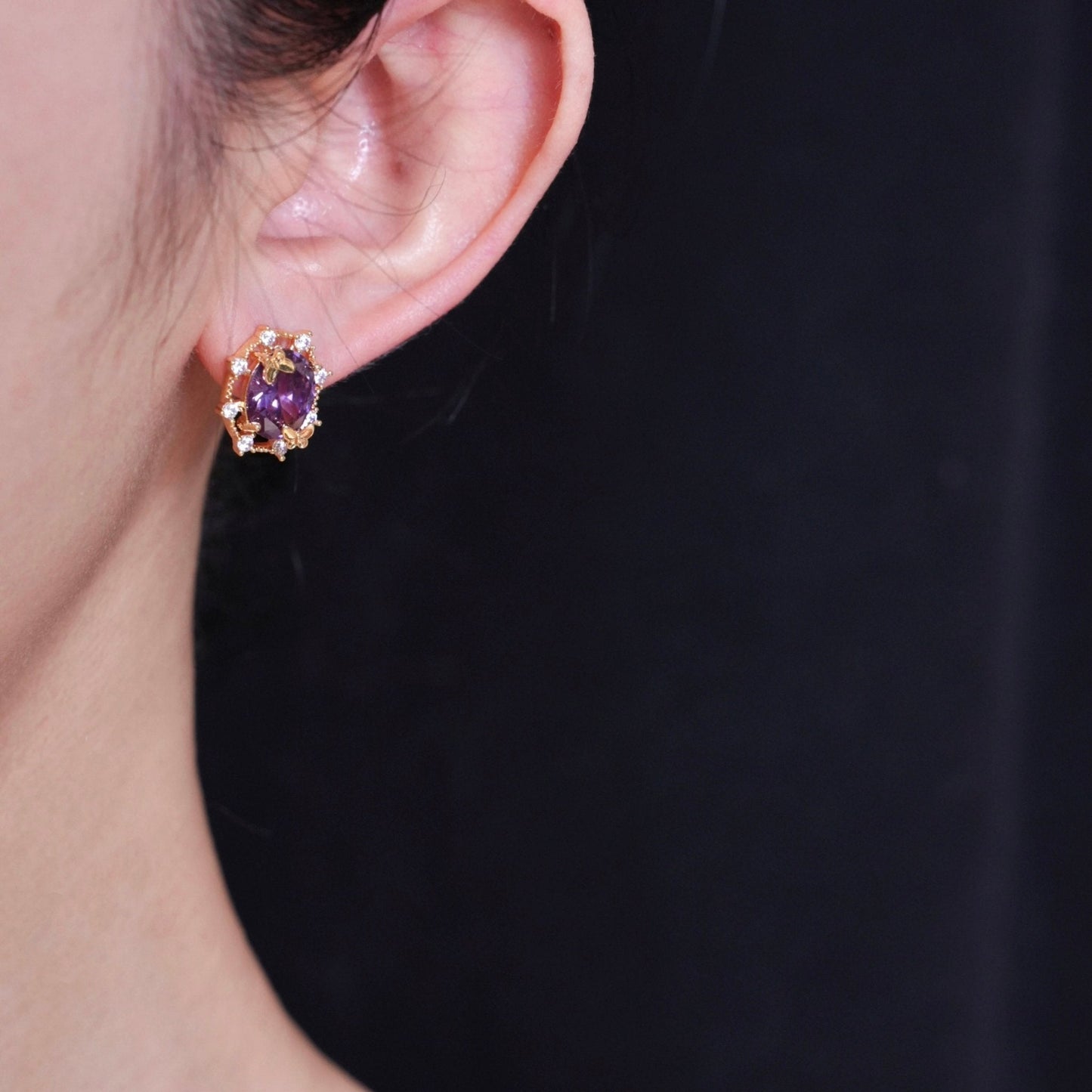 Lilac Butterfly Stud Earrings