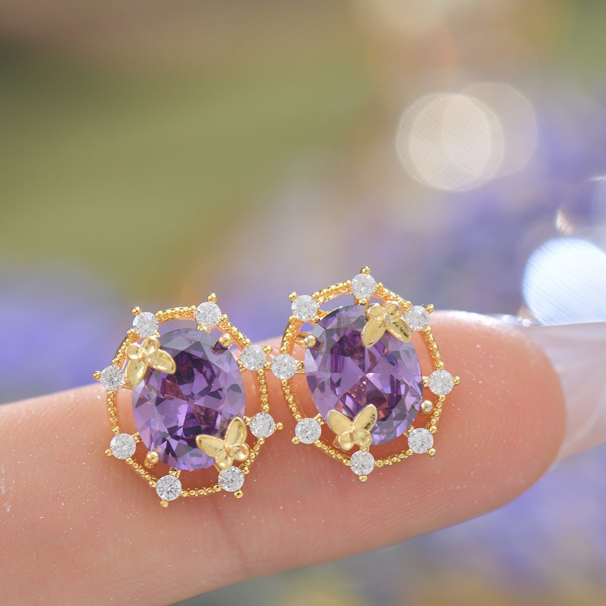 Lilac Butterfly Stud Earrings