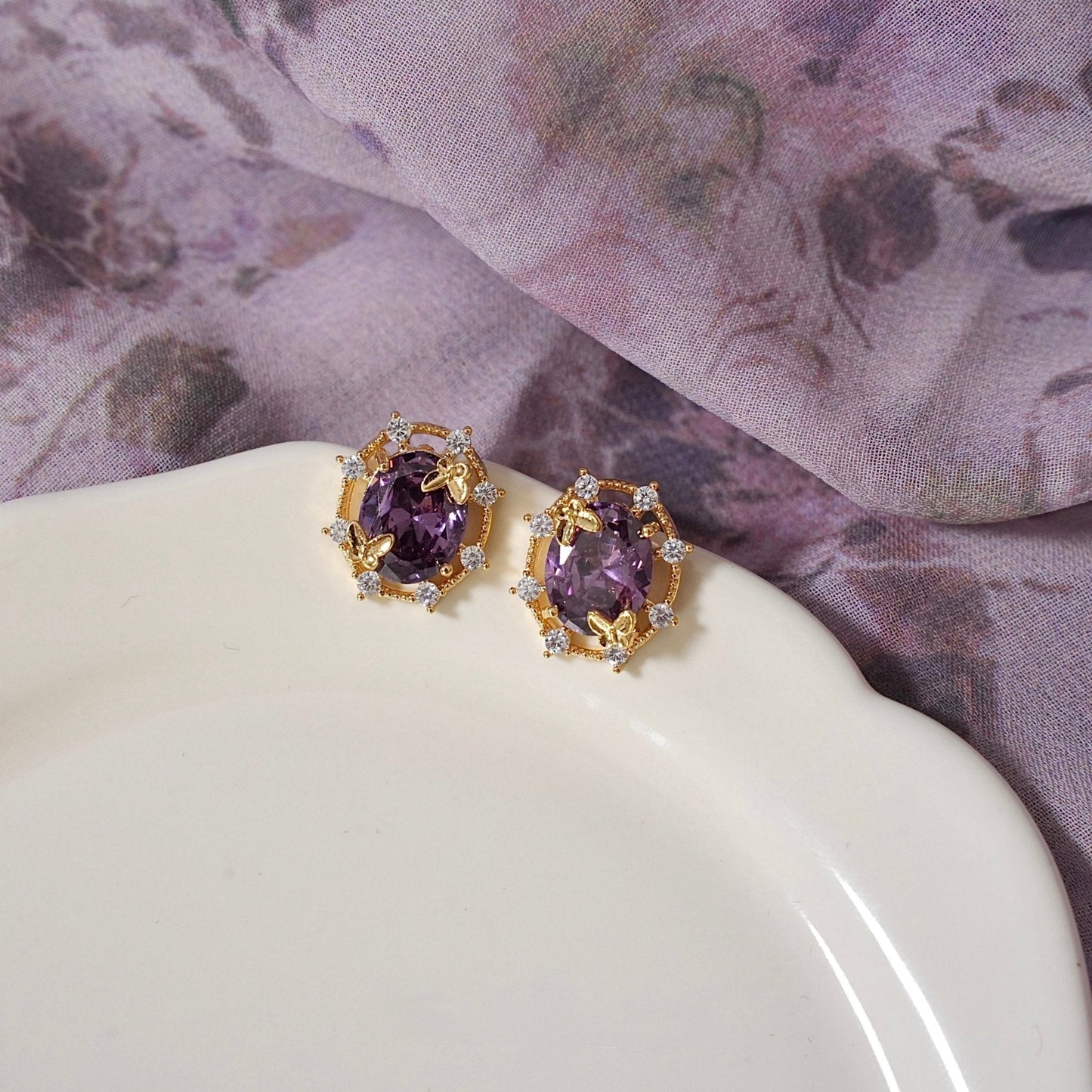 Lilac Butterfly Stud Earrings