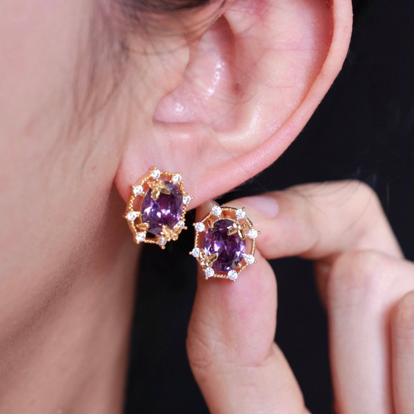 Lilac Butterfly Stud Earrings