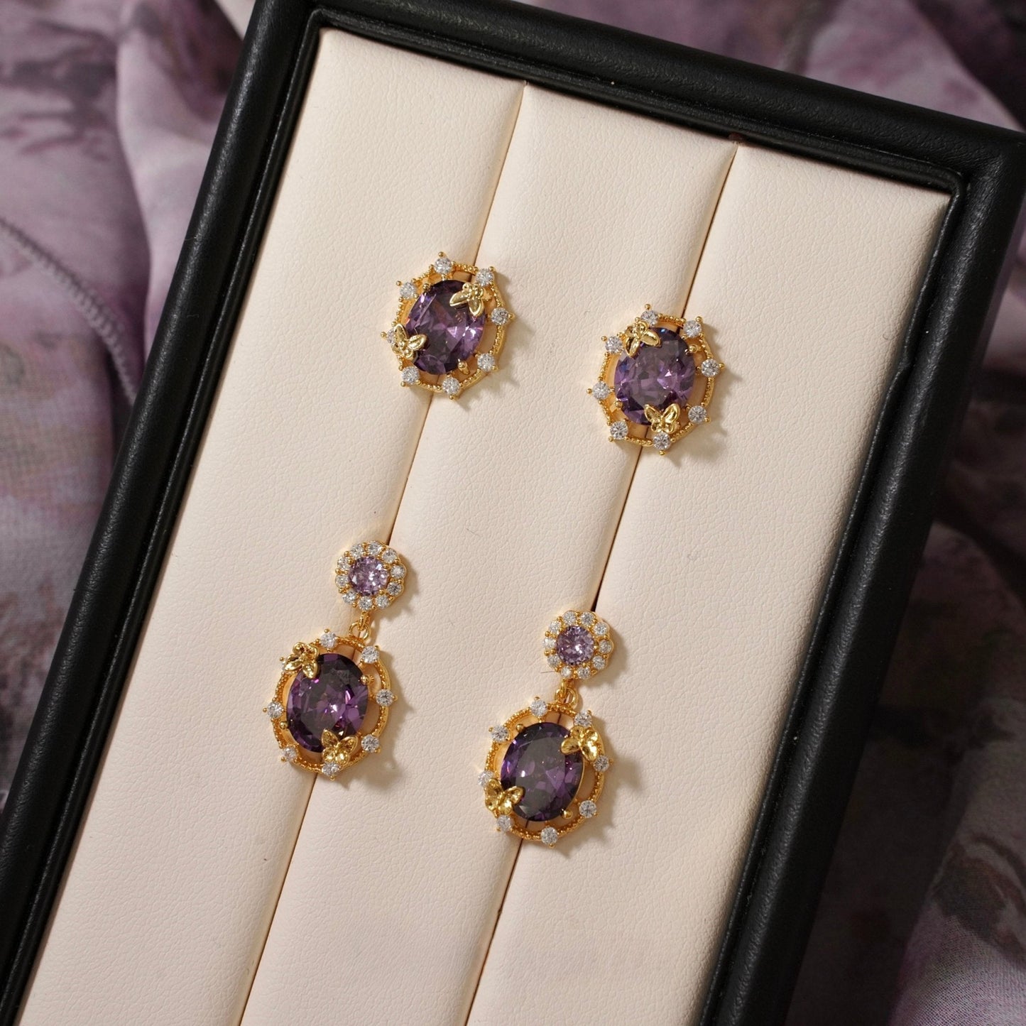 Lilac Butterfly Stud Earrings