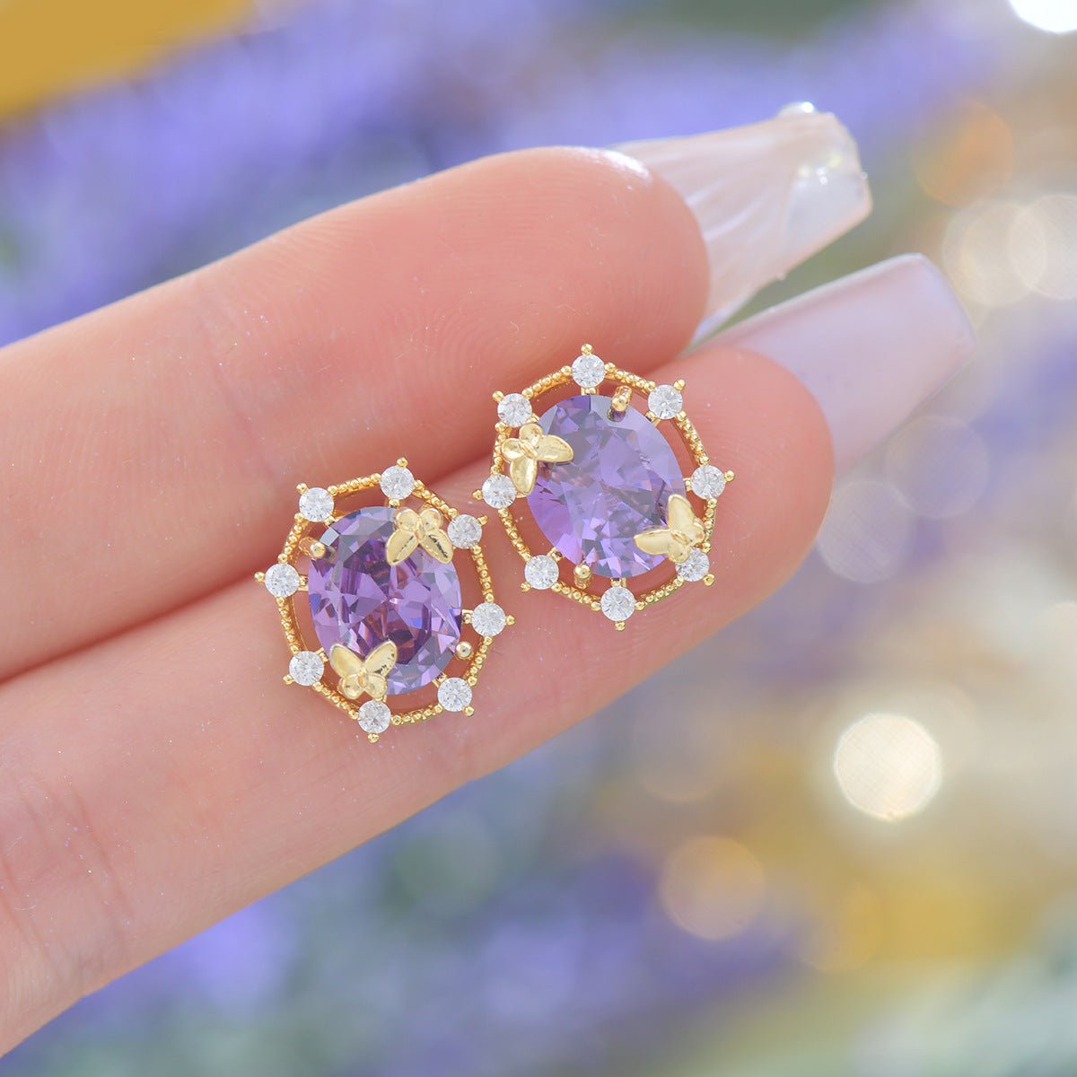 Lilac Butterfly Stud Earrings