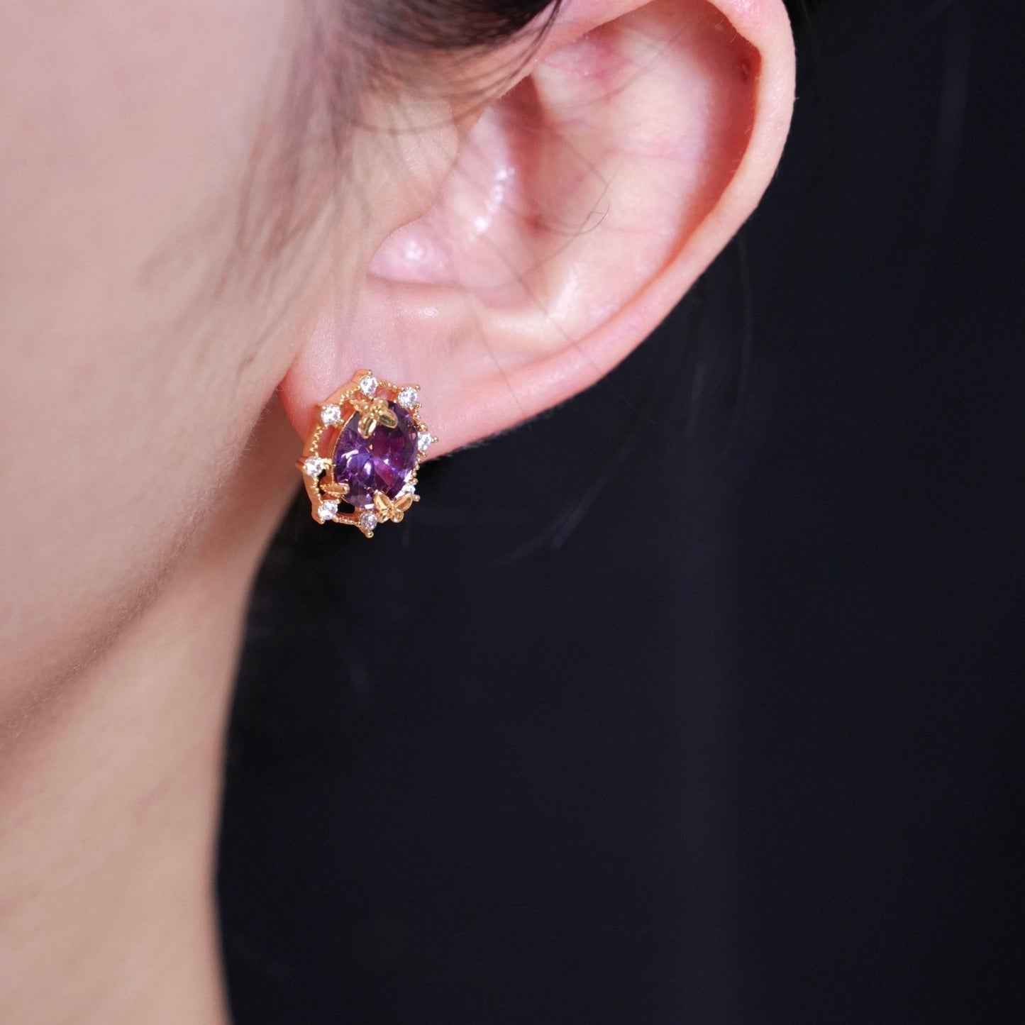 Lilac Butterfly Stud Earrings