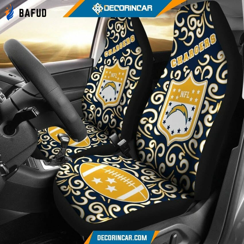 Los Angeles Chargers Navy Blue Gold Car Seat Covers For Fan Gifts - Bafud