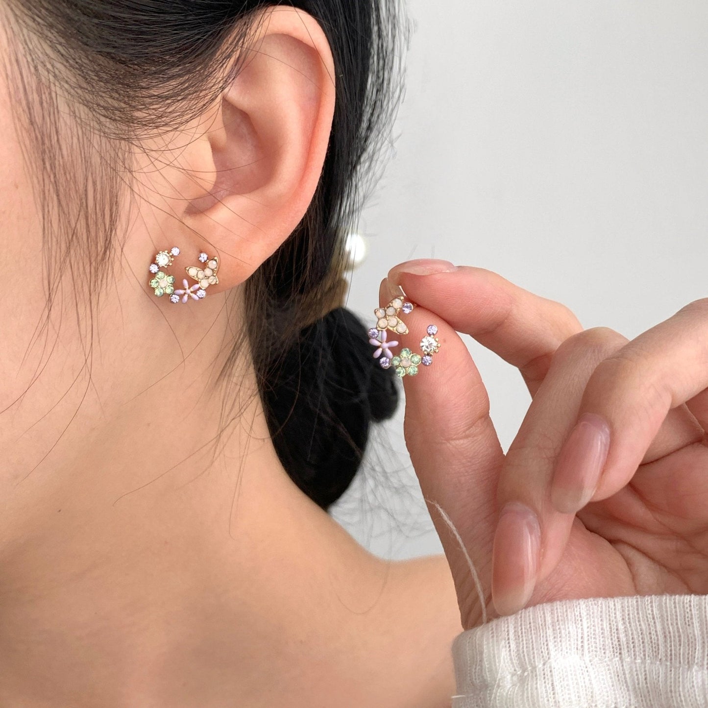 Lucy Flower Butterfly Stud Earrings