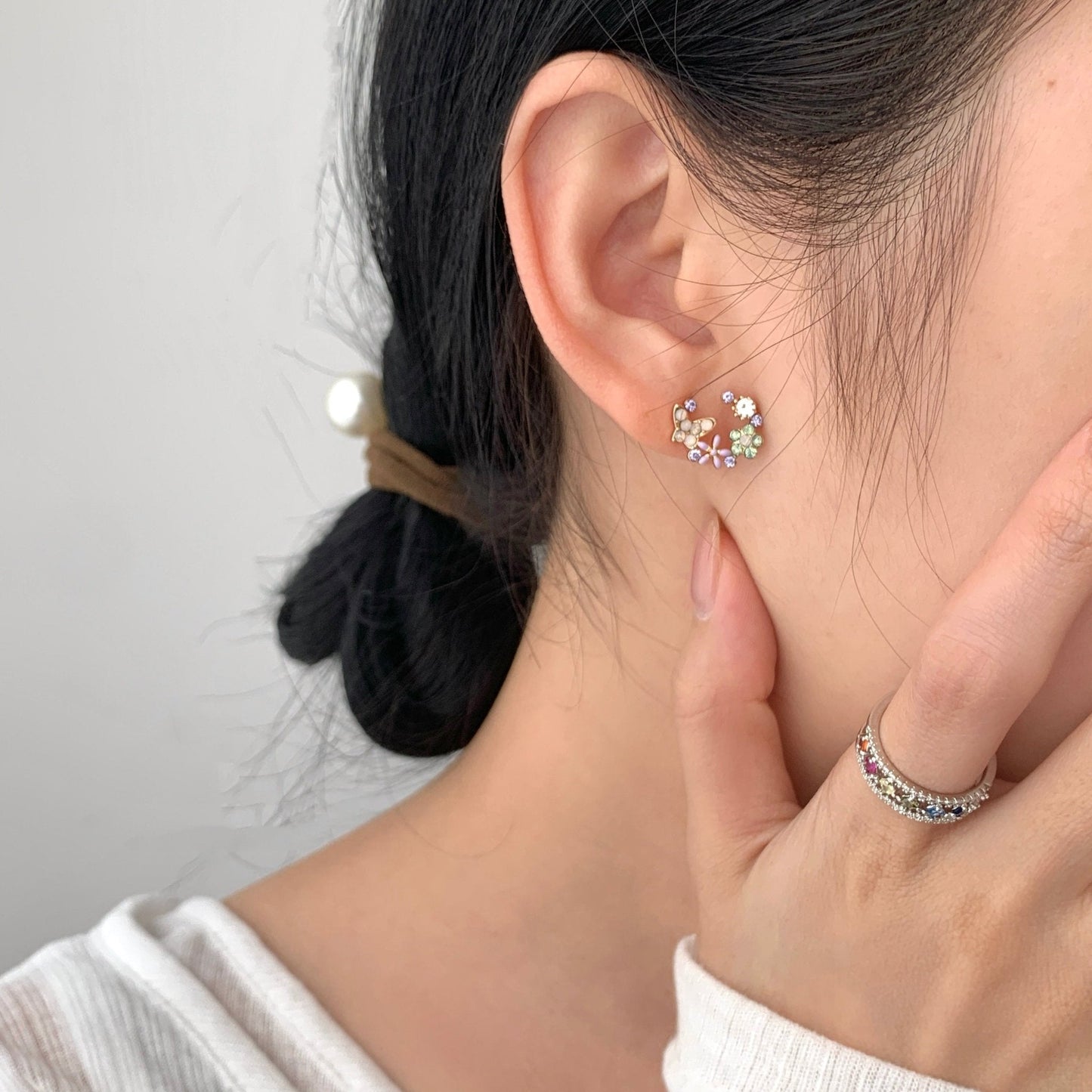 Lucy Flower Butterfly Stud Earrings