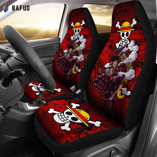 Luffy Car Gear 4 Seat Covers For Fan Gifts One Piece Anime Mixed Manga - Bafud