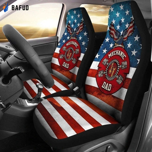 Mechanic Dad American Flag Car Seat Covers For Fan Gifts Gift - Bafud