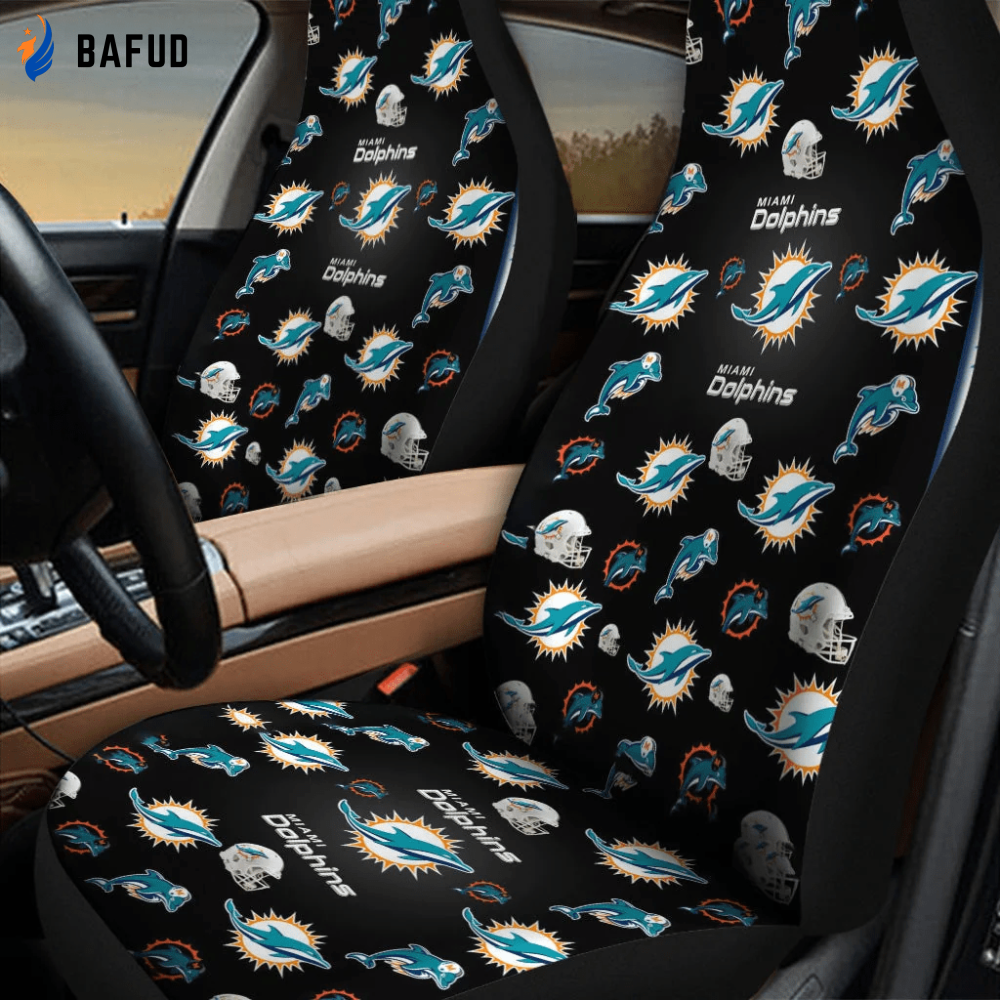Miami Dolphins Logo Pattern 1 Car Seat Covers For Fan Gifts Gift For Fans - Bafud