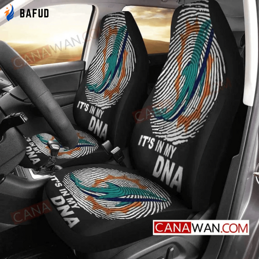 Miami Dolphins Logo Pattern v37 Universal Fit Car Seat Covers For Fan Gifts Gift For Fan - Bafud