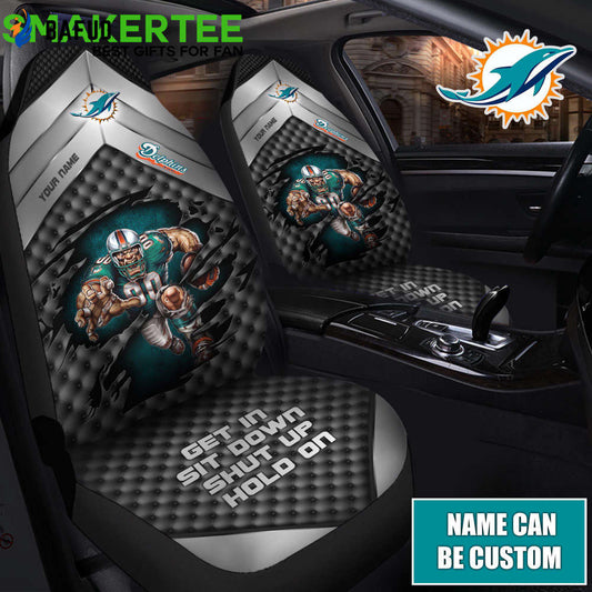 Miami Dolphins NFL Custom Name Car Seat Covers For Fan Gifts - Bafud