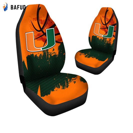 Miami Hurricanes Orange Green Car Seat Covers For Fan Gifts V5 - Bafud