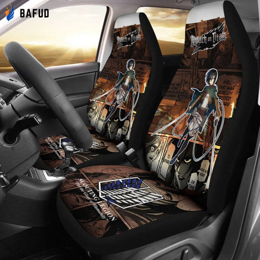 Mikasa Ackerman Attack On Titan Car Seat Covers For Fan Gifts Custom Anime Car Accessories - Bafud