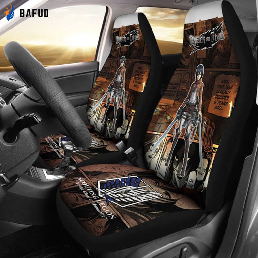Mikasa Ackerman Attack On Titan Car Seat Covers For Fan Gifts For Special Fan Anime - Bafud