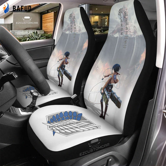 Mikasa Ackerman Car Seat Covers For Fan Gifts Custom for Attack on Titan Anime Car Decor - Bafud