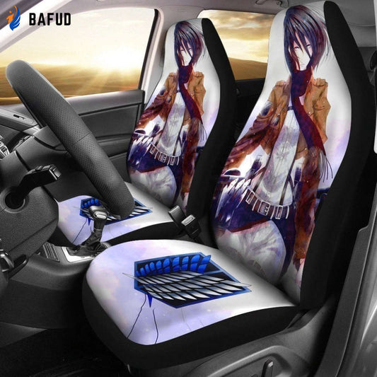 Mikasa Attack On Titan Anime Car Seat Covers For Fan Gifts LT03 - Bafud