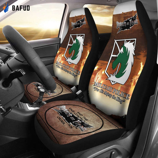 Military Police Attack On Titan Car Seat Covers For Fan Gifts Custom Anime Car Accessories - Bafud