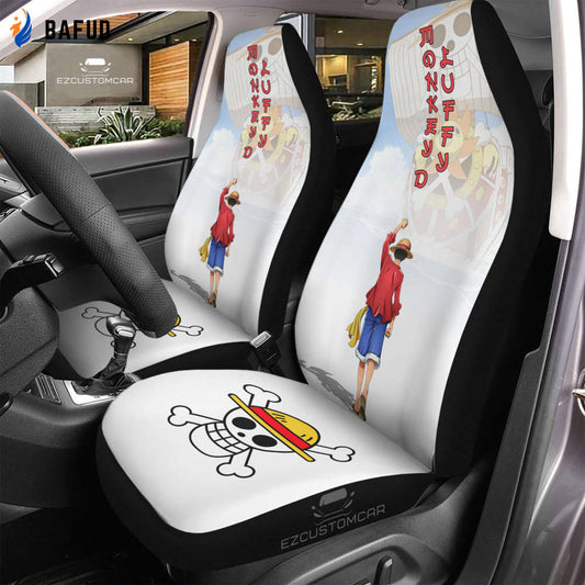 Monkey D Luffy Car Seat Covers For Fan Gifts Custom for One Piece Anime Car Decor - Bafud