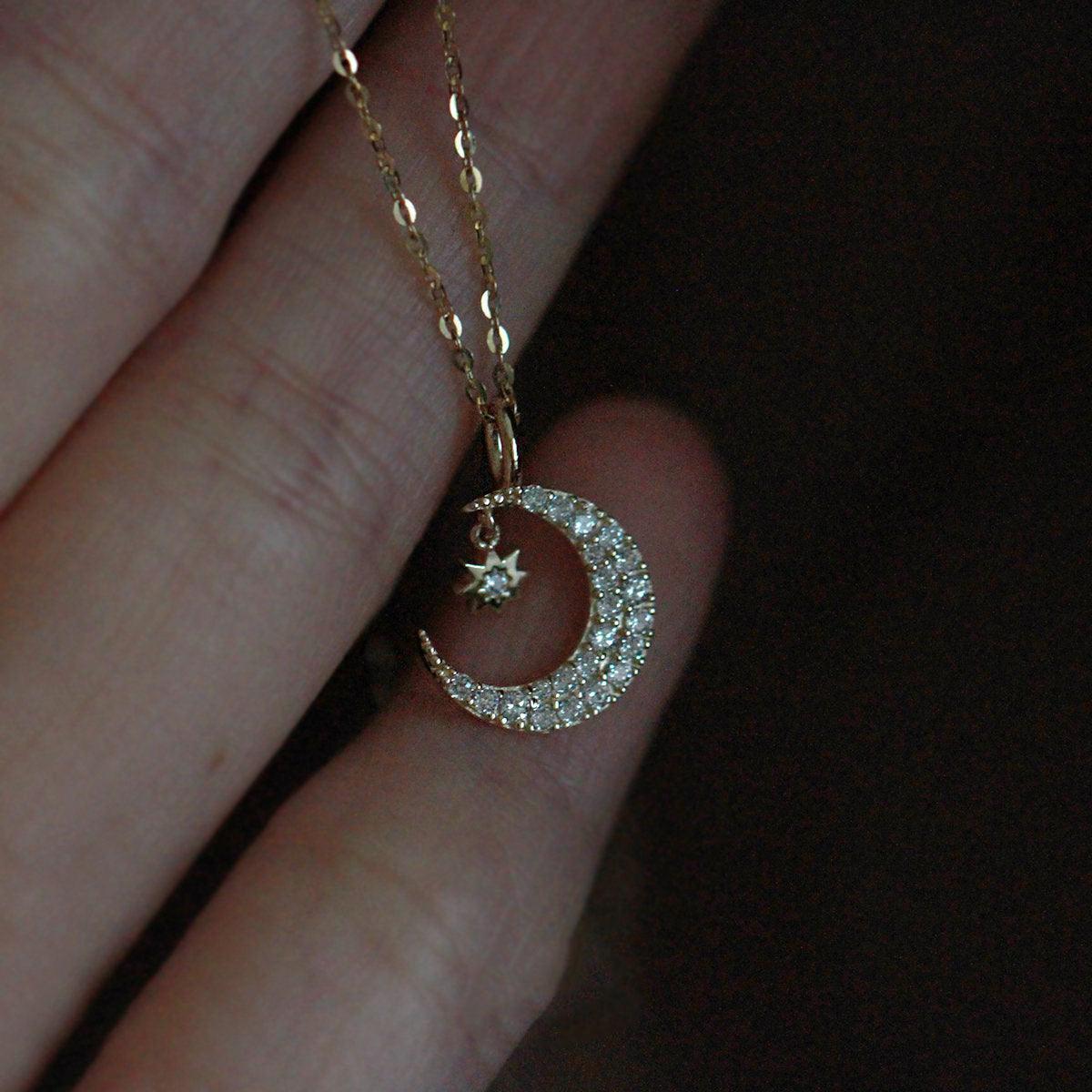 Moon and Star Necklace