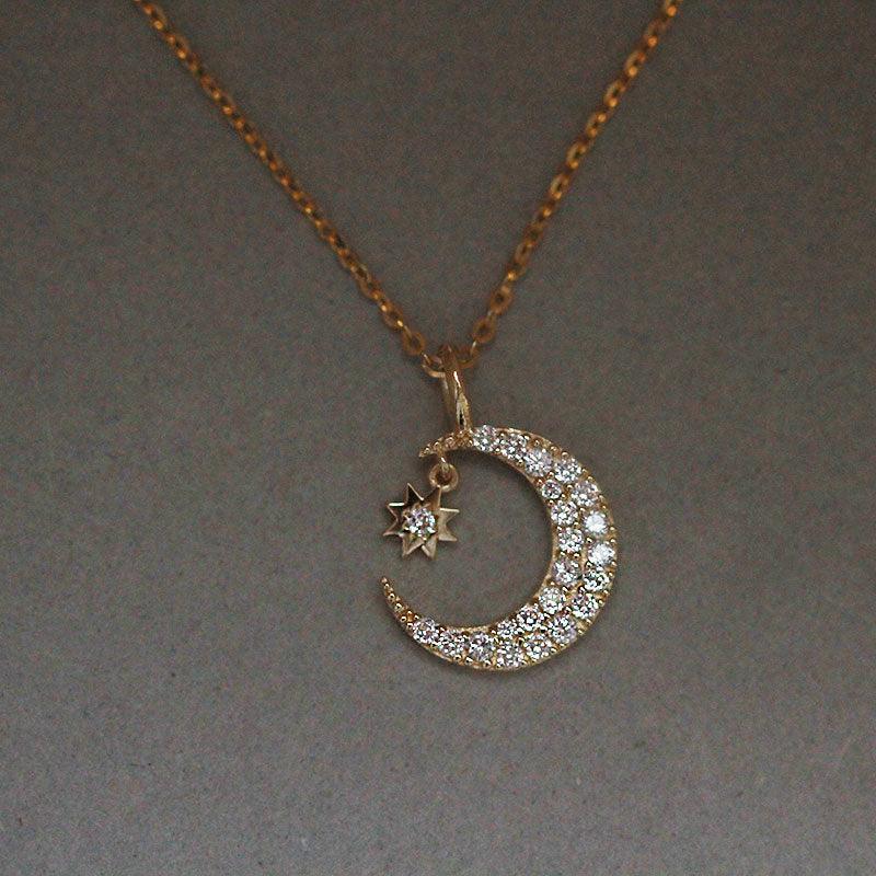 Moon and Star Necklace