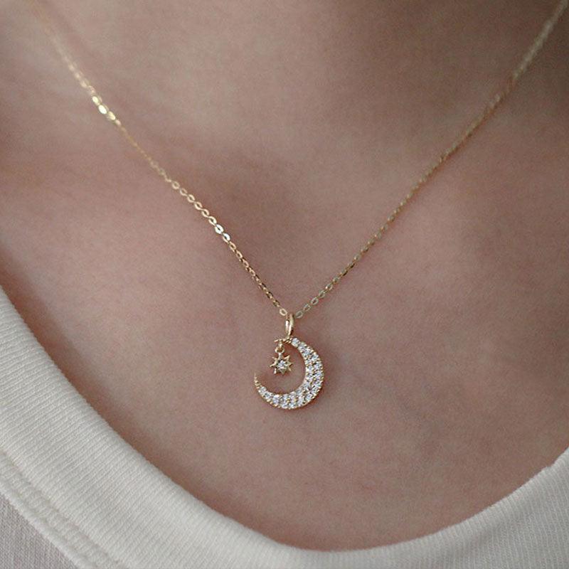 Moon and Star Necklace