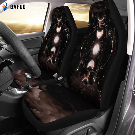 Moon Phase Galaxy Front Car Seat Covers For Fan Gifts, Hippie Car Seat Covers For Fan Gifts, Front Seat Protectors, Seat Cover For SUV, Car Accessories For Women - Bafud