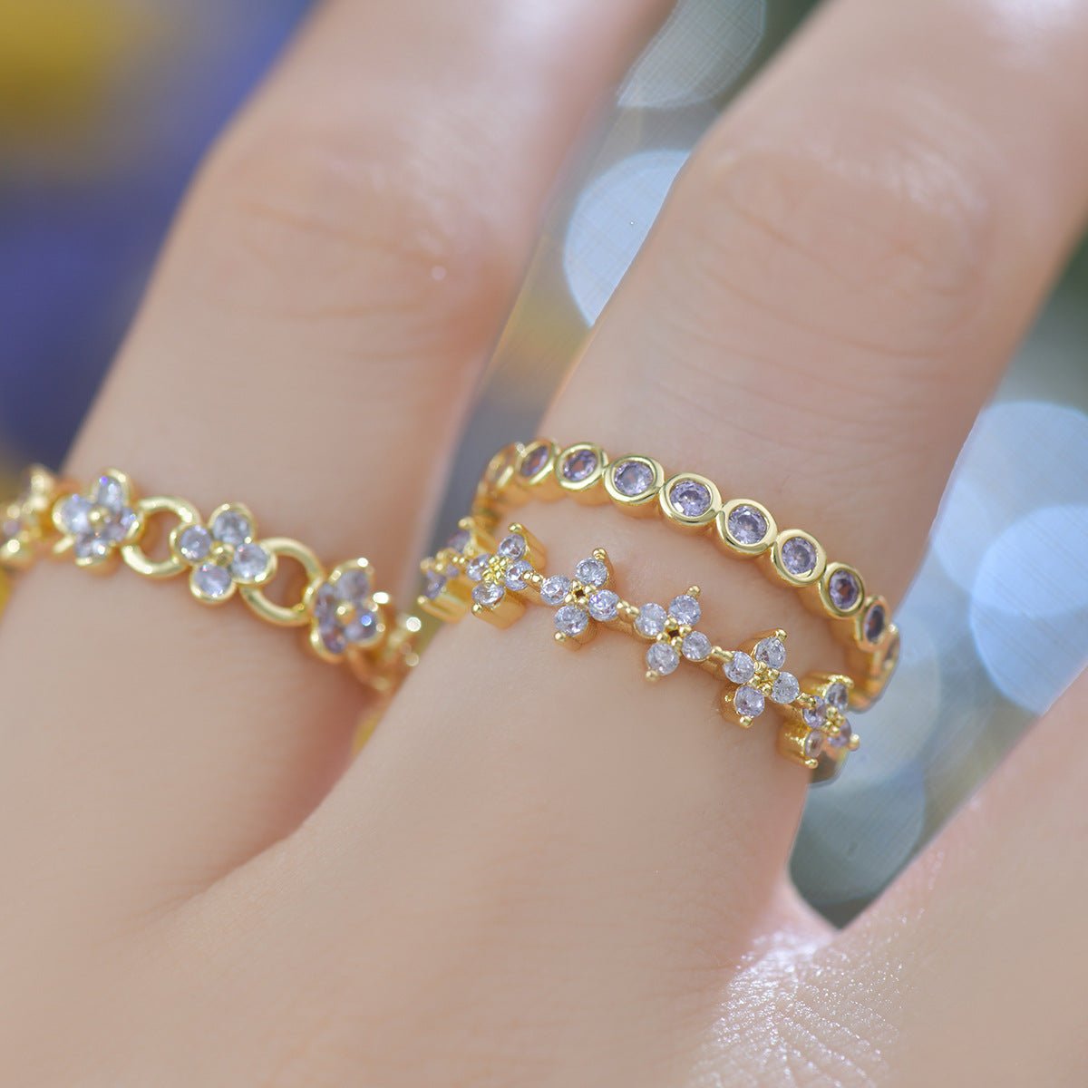 Moonlit Blossom Band Ring