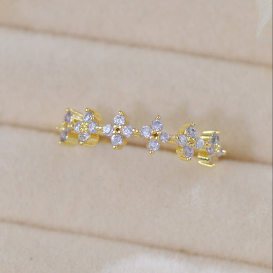 Moonlit Blossom Band Ring