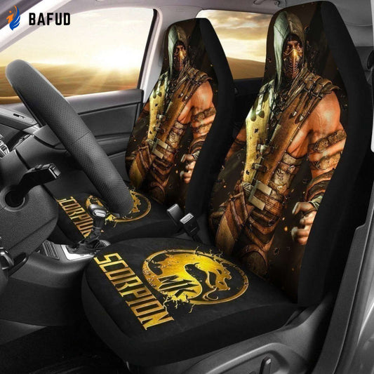 Mortal Kombat Scorpion Golden Car Seat Covers For Fan Gifts MN05 - Bafud