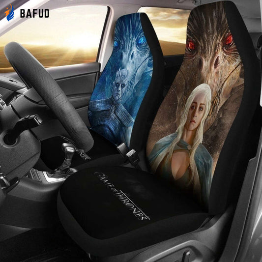 Mother Dragon Vs Night King Car Seat Covers For Fan Gifts Game Of Thrones LT04 - Bafud