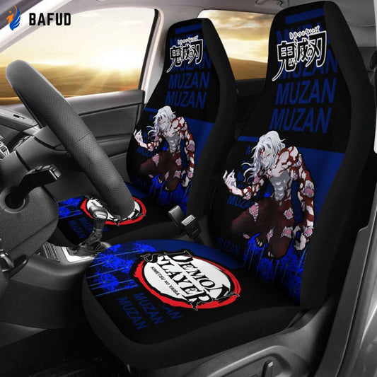 Muzan Demon Slayer Car Seat Covers For Fan Gifts Custom Anime Car Accessories - Bafud
