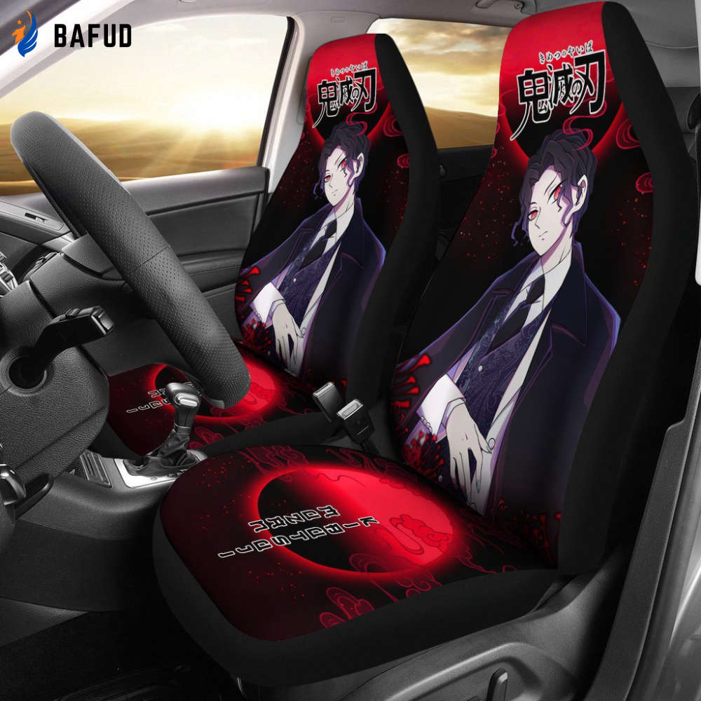 Muzan Demon Slayer Under The Moon Car Seat Covers For Fan Gifts Custom Anime Car Accessories - Bafud