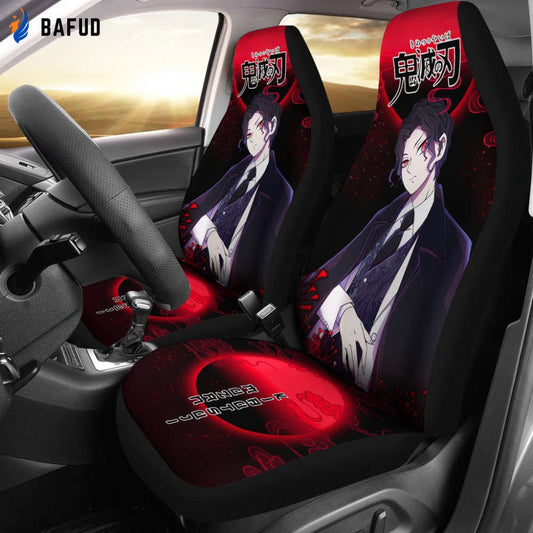 Muzan Demon Slayer Under The Moon Car Seat Covers For Fan Gifts Custom Anime Car Accessories - Bafud