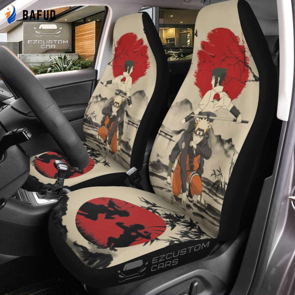 Naruto Anime Car Seat Covers For Fan Gifts Naruto x Sasuke Mix Antique Artwork - Bafud