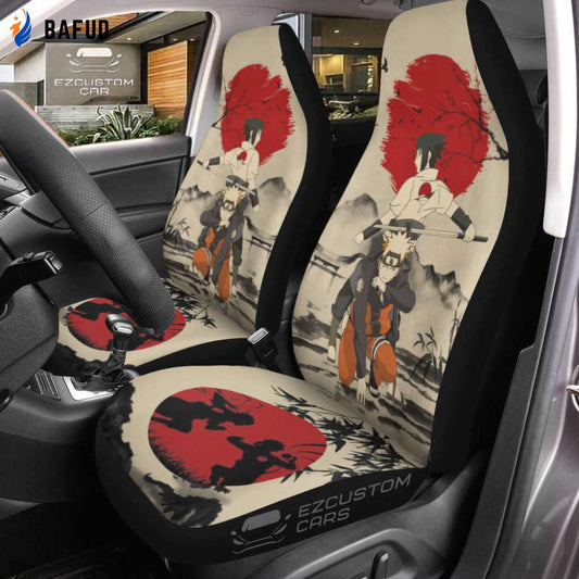 Naruto Anime Car Seat Covers For Fan Gifts Naruto x Sasuke Mix Antique Artwork - Bafud