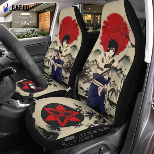 Naruto Anime Car Seat Covers For Fan Gifts Sasuke Uchiha Mix Antique Artwork - Bafud