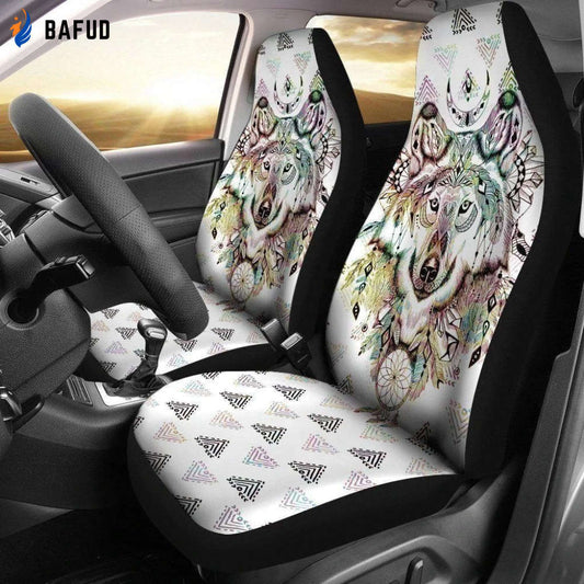 Native Wolf Car Seat Covers For Fan Gifts Custom Car Decoration Accessories - Bafud