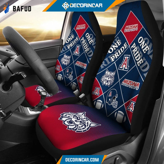 NCAA Arizona Wildcats Pride Flag Red Blue Car Seat Covers For Fan Gifts (Set 2pcs) - Bafud