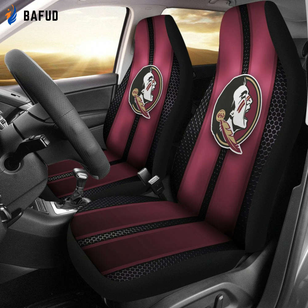 NCAA Florida State Seminoles Black Garnet Car Seat Covers For Fan Gifts (Set 2pcs) V2 - Bafud