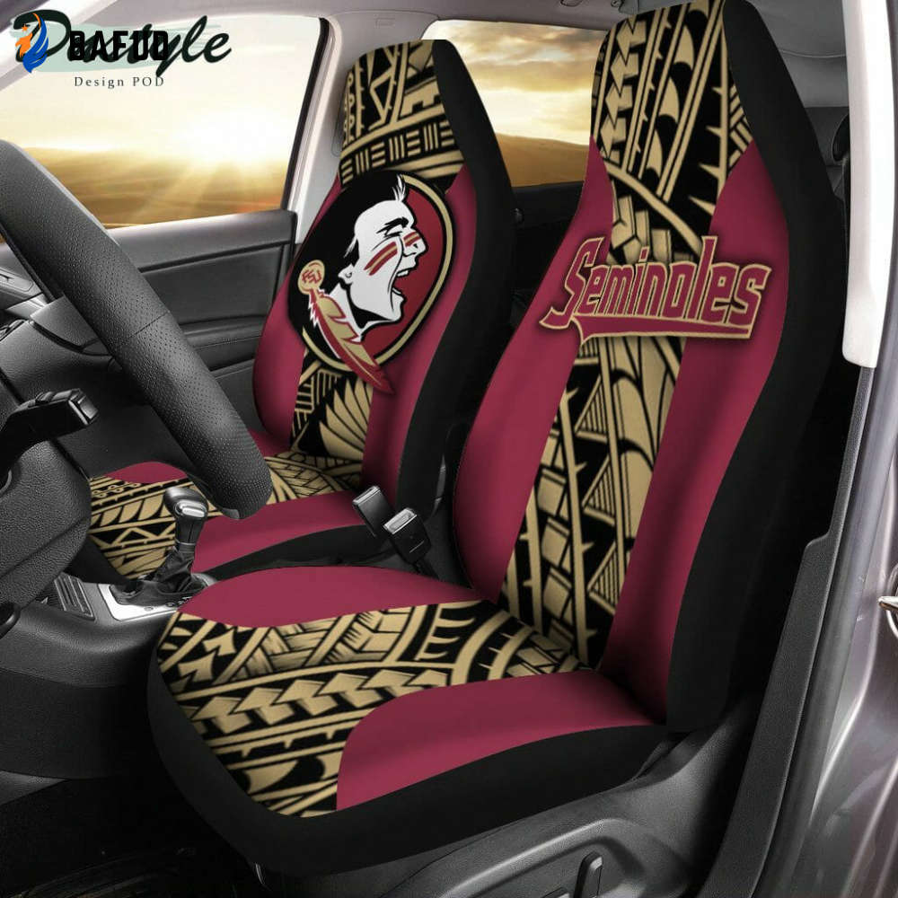 NCAA Florida State Seminoles Garnet Gold Car Seat Covers For Fan Gifts (Set 2pcs) V3 - Bafud